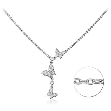 STERLING SILVER 925 PLATED JEWELED NECKLACE WITH PENDANT