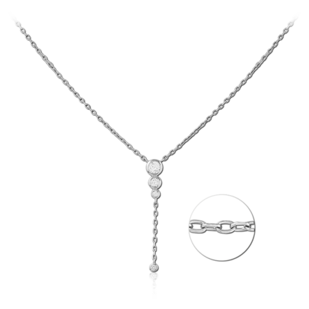 STERLING SILVER 925 PLATED JEWELED NECKLACE WITH PENDANT