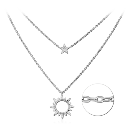 STERLING SILVER 925 PLATED JEWELED NECKLACE WITH PENDANT