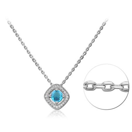 STERLING SILVER 925 PLATED JEWELED NECKLACE WITH PENDANT