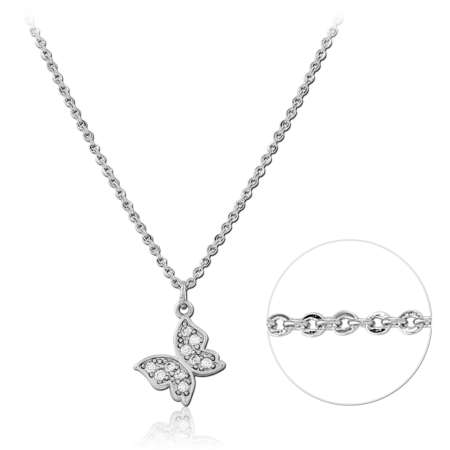 STERLING SILVER 925 PLATED JEWELED NECKLACE WITH PENDANT