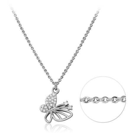 STERLING SILVER 925 PLATED JEWELED NECKLACE WITH PENDANT