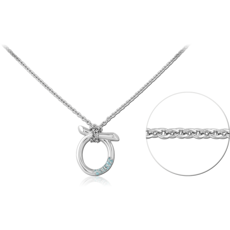 STERLING SILVER 925 RHODIUM PLATED JEWELED NECKLACE WITH PENDANT