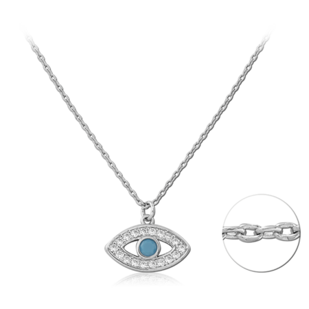 STERLING SILVER 925 PLATED JEWELED NECKLACE WITH PENDANT