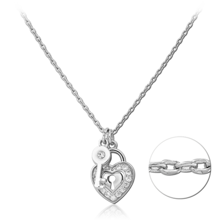 STERLING SILVER 925 PLATED JEWELED NECKLACE WITH PENDANT