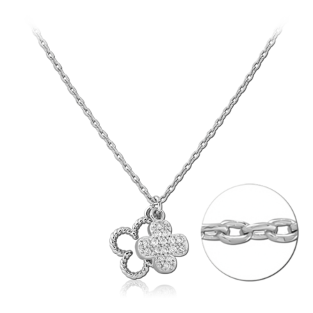 STERLING SILVER 925 PLATED JEWELED NECKLACE WITH PENDANT