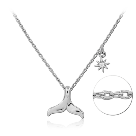 STERLING SILVER 925 PLATED JEWELED NECKLACE WITH PENDANT