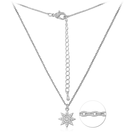 STERLING SILVER 925 PLATED JEWELED NECKLACE WITH PENDANT