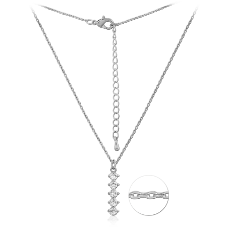 STERLING SILVER 925 PLATED JEWELED NECKLACE WITH PENDANT