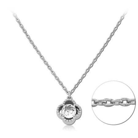 STERLING SILVER 925 RHODIUM PLATED JEWELED NECKLACE WITH PENDANT