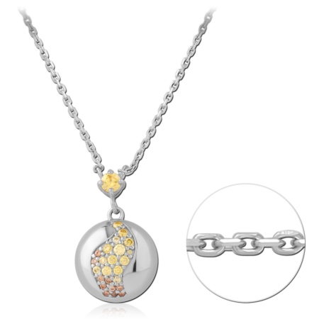 STERLING SILVER 925 RHODIUM PLATED JEWELED NECKLACE WITH PENDANT