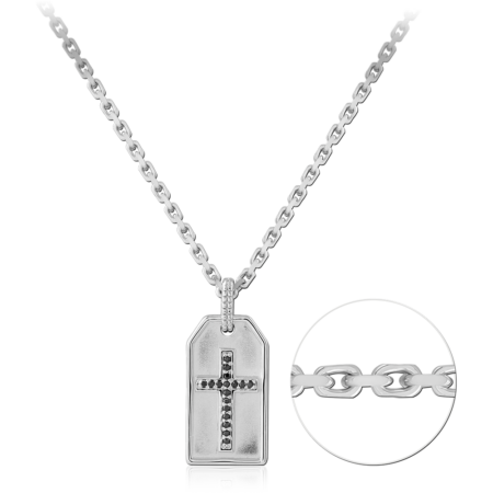 STERLING SILVER 925 RHODIUM PLATED JEWELED NECKLACE WITH PENDANT