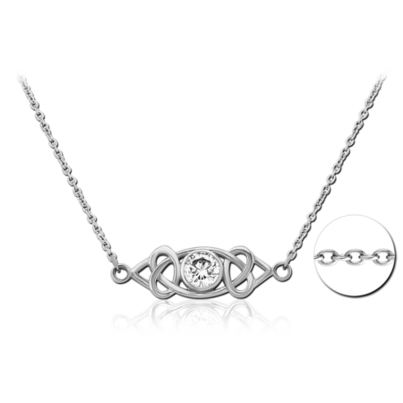 SURGICAL STEEL NECKLACE WITH JEWELED PENDANT