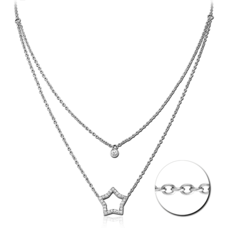 SURGICAL STEEL NECKLACE WITH JEWELED PENDANT