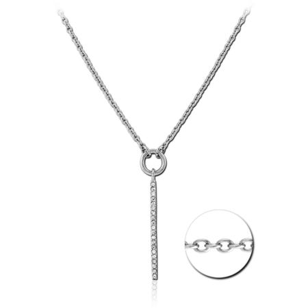 SURGICAL STEEL JEWELED NECKLACE WITH PENDANT
