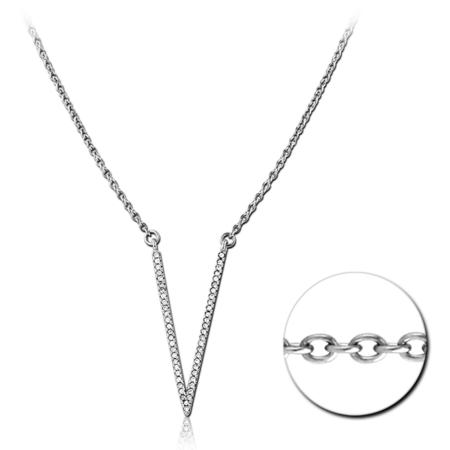 SURGICAL STEEL NECKLACE WITH JEWELED PENDANT