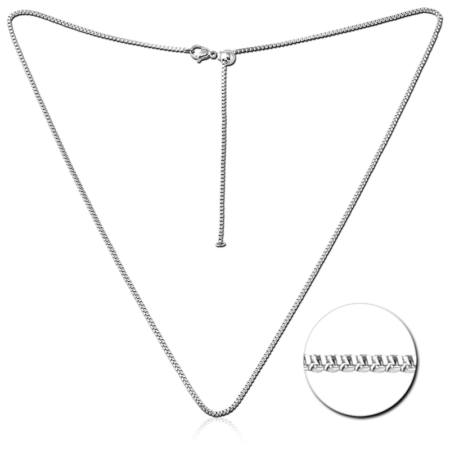 SURGICAL STEEL ADJUSTABLE NECKLACE SQUARE 1.5 BOX CHAIN