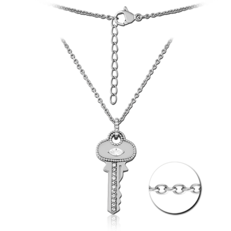 SURGICAL STEEL JEWELED NECKLACE WITH PENDANT