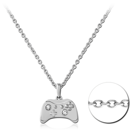 SURGICAL STEEL JEWELED NECKLACE WITH PENDANT