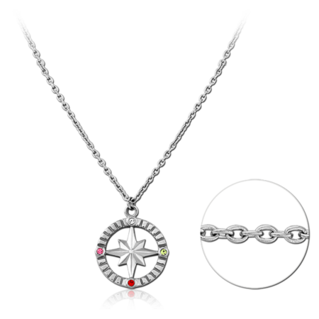 SURGICAL STEEL JEWELED NECKLACE WITH PENDANT