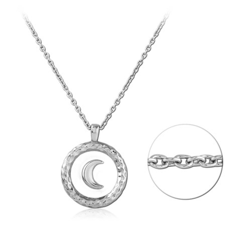 SURGICAL STEEL NECKLACE WITH PENDANT - CRESCENT