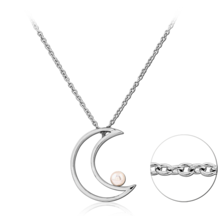 SURGICAL STEEL NECKLACE WITH PENDANT - CRESCENT