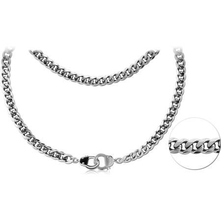 STAINLESS STEEL CUBAN NECK CHAIN WITH HANDCUFFS 50CMS