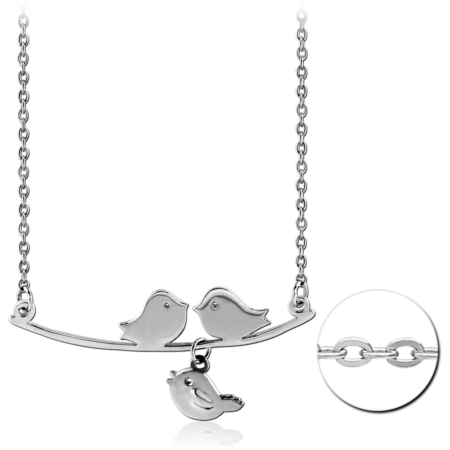 STERLING SILVER 925 NECKLACE WITH PENDANT - THREE BIRDS