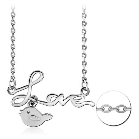 STERLING SILVER 925 NECKLACE WITH PENDANT - LOVE AND BIRD