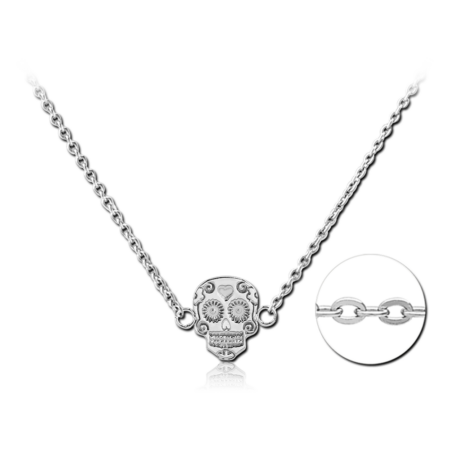 STERLING SILVER 925 NECKLACE WITH PENDANT - FANCY SKULL
