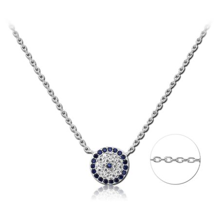STERLING SILVER 925 JEWELED NECKLACE WITH PENDANT