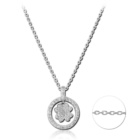 STERLING SILVER 925 JEWELED NECKLACE WITH PENDANT