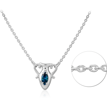 STERLING SILVER 925 PLATED  JEWELED NECKLACE WITH PENDANT