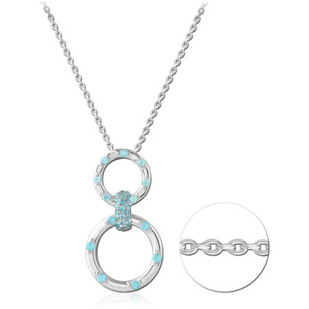 STERLING SILVER 925 JEWELED NECKLACE WITH PENDANT