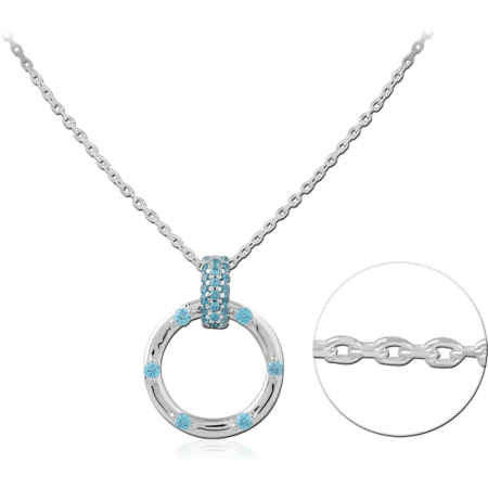 STERLING SILVER 925 JEWELED NECKLACE WITH PENDANT