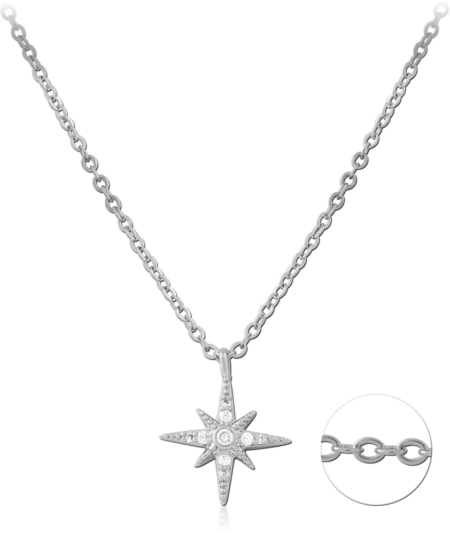 STERLING SILVER 925 JEWELED NECKLACE WITH PENDANT