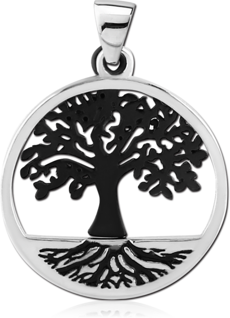 BLACK PVD COATED SURGICAL STEEL PENDANT - TREE OF LIFE