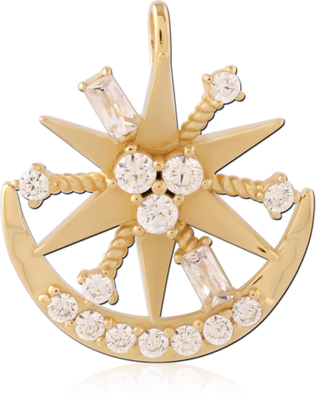 STERLING SILVER 925 GOLD PLATED 14K JEWELED PENDANT