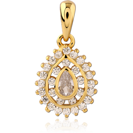 STERLING SILVER 925 GOLD PLATED 18K JEWELED PENDANT