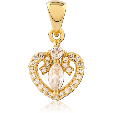 STERLING SILVER 925 GOLD PLATED 18K JEWELED PENDANT