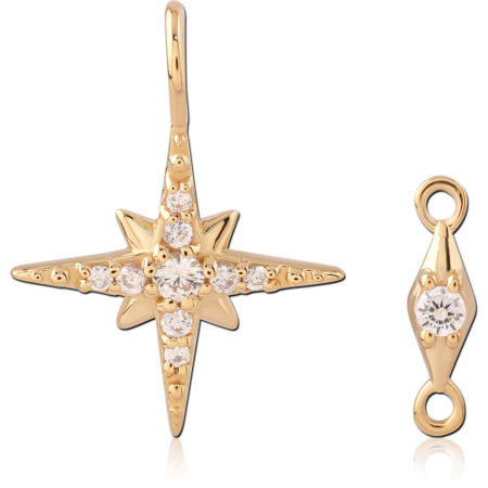 STERLING SILVER 925 18K GOLD PLATED JEWELED PENDANT