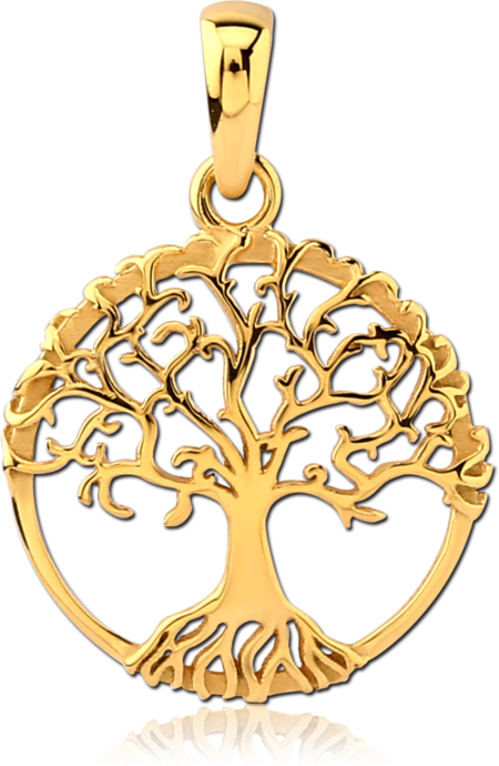 GOLD PVD COATED SURGICAL STEEL PENDANT - TREE OF LIFE