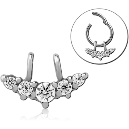 SURGICAL STEEL SLIDING JEWELED CHARM FOR HINGED SEGMENT RING - FIVE CIRCLE