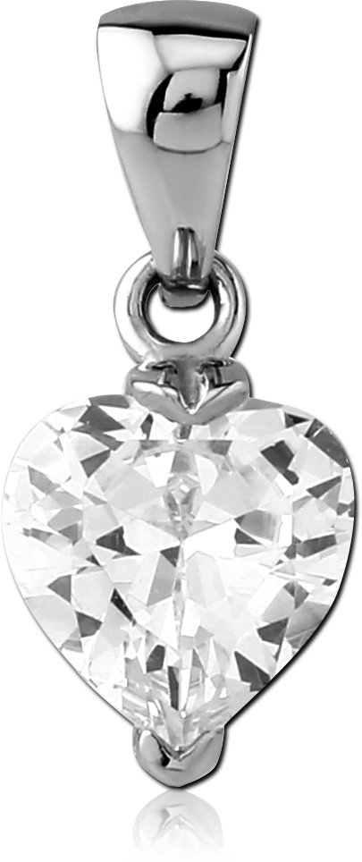 SURGICAL STEEL JEWELED PENDANT - HEART
