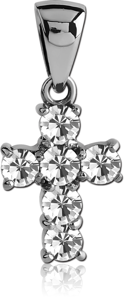 SURGICAL STEEL JEWELED PENDANT - CROSS