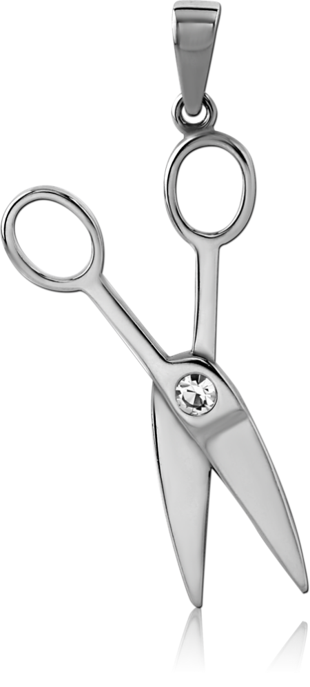 SURGICAL STEEL JEWELED PENDANT - SCISSORS
