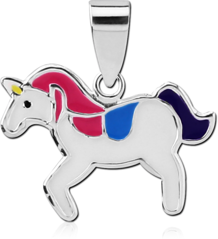 STERLING SILVER 925 PENDANT WITH ENAMEL - UNICORN