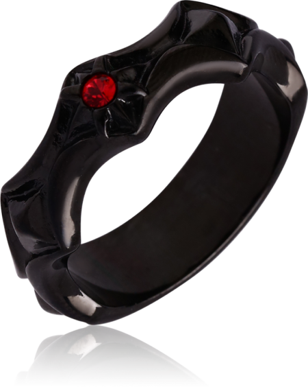 BLACK PVD COATED SURGICAL STEEL JEWELED RING