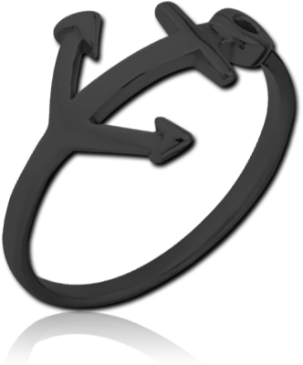 BLACK PVD COATED SURGICAL STEEL RING - ANCHOR