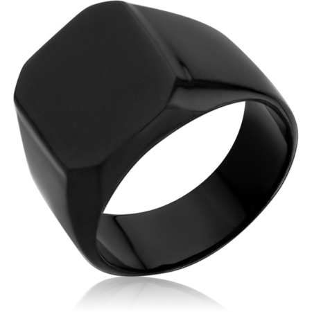 BLACK PVD COATED SURGICAL STEEL RING - SIGNET SQUARE